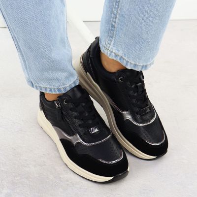 7. Women's black leather metallic shoes Filippo DP7105/25