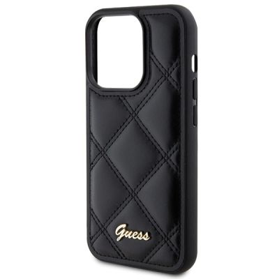 6. Guess Quilted Metal Logo case for iPhone 15 Pro Max - black