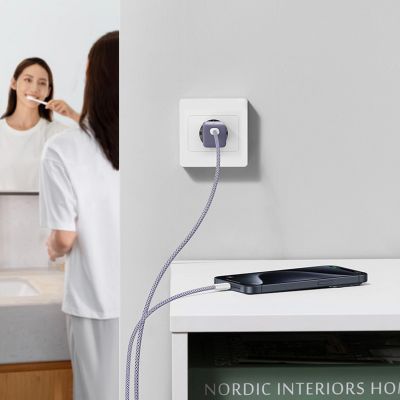 11. Baseus GaN5 30W USB-C EU Wall Charger with Purple Cable Baseus Dynamic 3 USB-C 100W 1m - Purple