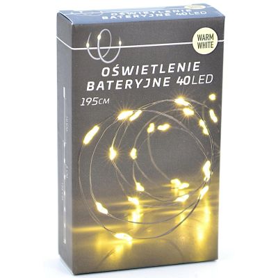 9. BATTERY-OPERATED WIRE STRING LIGHTS, 40 LEDS, WARM WHITE (R)