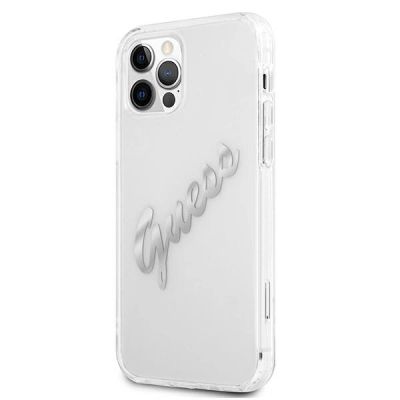 2. Guess GUHCP12MKTRSVSI iPhone 12/12 Pro 6.1" Transparent hardcase Vintage Script Silver