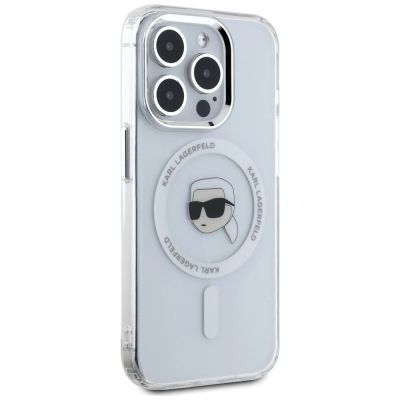 4. Karl Lagerfeld IML Metal Karl Head MagSafe Case for iPhone 15 Pro White
