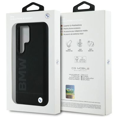 8. BMW Leather Big Wordmark Case for Samsung Galaxy S25 Ultra - Black