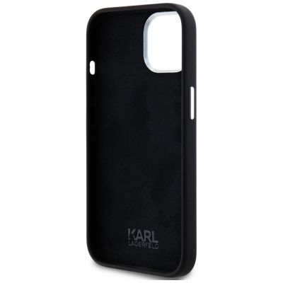7. Karl Lagerfeld Silicone Metal Script Logo iPhone 15 Case - Black