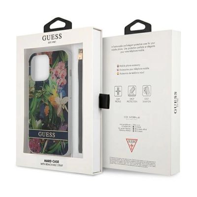 8. Guess GUHCP13LHFLSB iPhone 13 Pro / 13 6.1" blue/blue hardcase Flower Strap