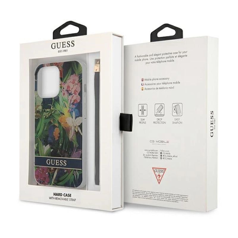 8. Guess GUHCP13LHFLSB iPhone 13 Pro / 13 6.1" blue/blue hardcase Flower Strap