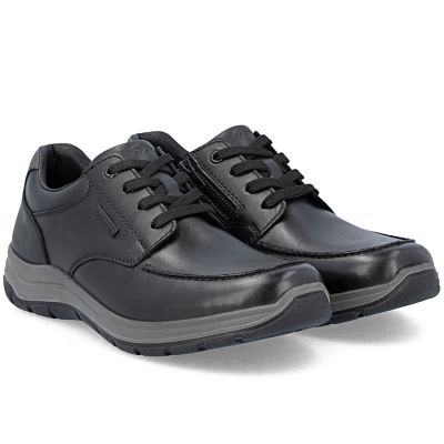 4. Men's comfortable leather shoes, width H, black, Rieker 03607-24
