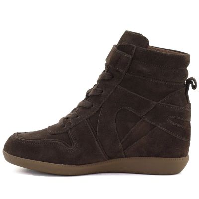 3. Women’s leather wedge sneakers ankle boots in chocolate Vinceza 31712