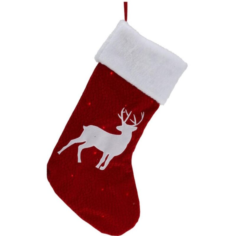 LARGE CHRISTMAS GIFT SOCK 41CM 12LED WITH REINDEER