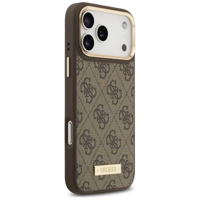 4. Guess 4G Logo Plate MagSafe Case for iPhone 17 Pro Max - Brown
