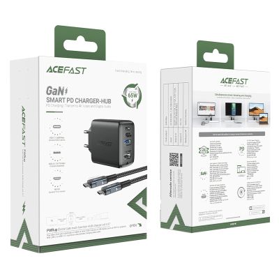 5. Acefast 2in1 charger GaN 65W USB Type C / USB, adapter HDMI adapter 4K 60Hz (set with cable) black (A17 black)