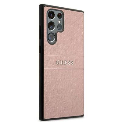 4. Guess Saffiano Strap Case for Samsung Galaxy S22 Ultra - Pink