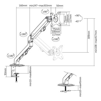 26. MACLEAN ADJUSTABLE MONITOR MOUNT WITH GAS SPRING MC-906