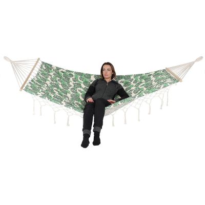 5. GARDEN HAMMOCK FOR 2 PEOPLE 200X150CM WITH SPREADER BAR AND FRINGE MIAMI NATURA JUNGLE