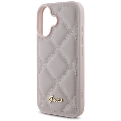 6. Guess Quilted Metal Logo iPhone 16 Case - Pink