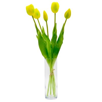 16. BOUQUET OF 5 YELLOW TULIPS 39 CM LIKE LIFE SPRING DECORATION