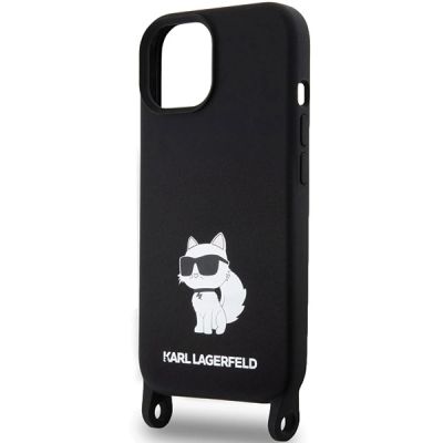 5. Karl Lagerfeld KLHCP15SSCBSCNK iPhone 15 6.1" hardcase black/black Crossbody Silicone Choupette