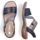 4. Women's leather sandals with velcro, navy blue, Rieker 65964-12