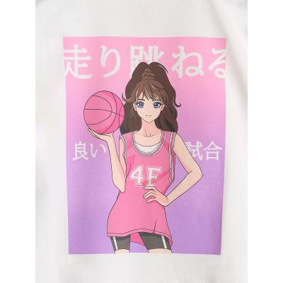 8. Oversized T-shirt with print for girls 4F 4FJRAW25TTSHF2935-11S