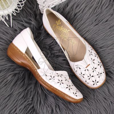 6. Rieker W RKR442B openwork leather shoes, white