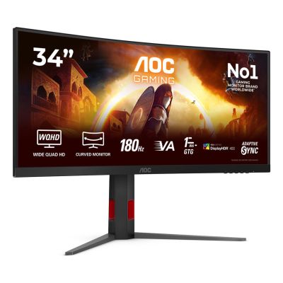3. AOC G4 CU34G4CAP Computer Monitor 86.4 cm (34") 3440 x 1440 px UltraWide Quad HD LCD Black, Red