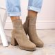 13. Insulated suede ankle boots with a high heel and platform M.Daszyński W SAN24B, beige