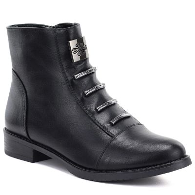 5. Women's black flat ankle boots M.Daszyński SA62-126
