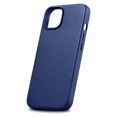 7. iCarer Case Leather cover for iPhone 14 Plus genuine leather case blue (compatible with MagSafe)