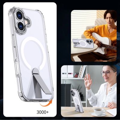 8. Hybrid Armor X Case for iPhone 17 with Stand, Compatible with MagSafe - Transparent