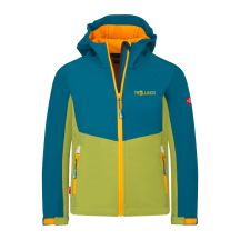 Kurtka Trollkids Kristiansand Softshell zielony gruszkowy/zielony lagunowy/zachód słońca na Saharze (320-360)