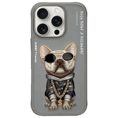 Nimmy Glasses Cool Dog Case for iPhone 16 Pro Max - Gray