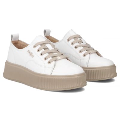 5. Leather platform sneakers, white, Filippo DP6122