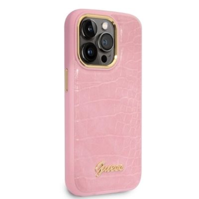 4. Guess Croco Collection case for iPhone 14 Pro - pink