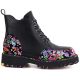 6. Women's leather combat boots with floral pattern, black Artiker 57C0180