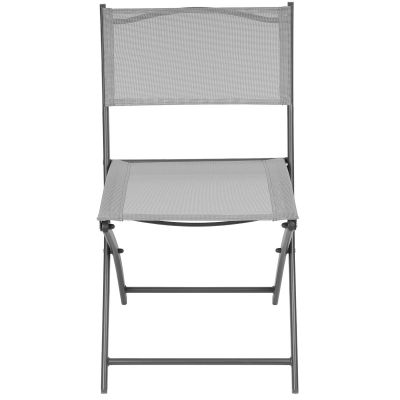 23. BALCONY FURNITURE SET ROUND TABLE AND 2 FOLDING CHAIRS GRAY