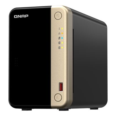 5. Qnap TS-264-8G, Tower, 2 x 2.5"/3.5" SATA, Intel Celeron N5105/N5095 4C/4T, 8 GB DDR4 onboard not expandable, 2 x 2.5GbE, optional 10GbE, External adapter (PSU)