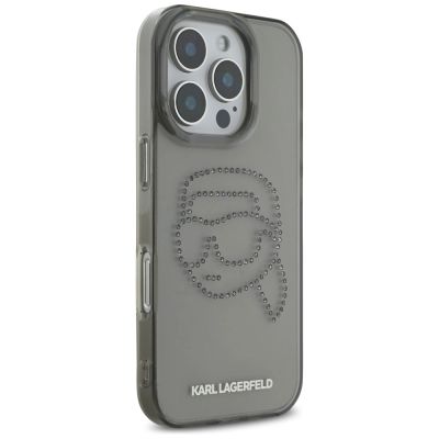 4. Karl Lagerfeld IML Rhinestones Karl Head Case for iPhone 16 Pro Black