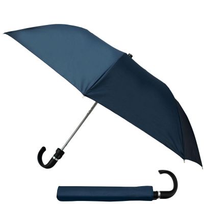 Short semi-automatic umbrella with wrapped handle, navy blue, SEMI LINE