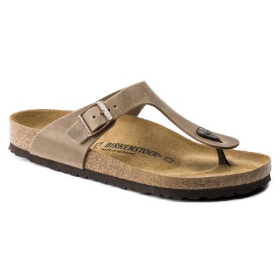 8. Birkenstock Gizeh Oiled Leather Tobacco Brown Narrow Women's Flip-Flops (0943813)