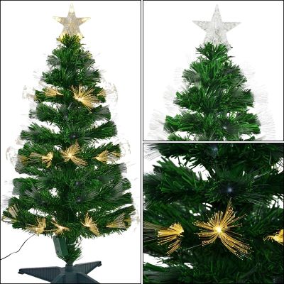 2. DECORATIVE FIBER OPTIC CHRISTMAS TREE WARM WHITE 120CM