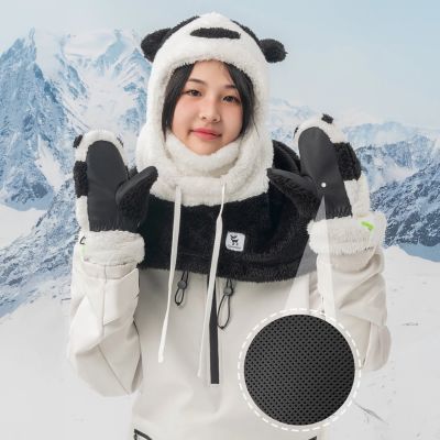 5. Qunature Panda Ski Gloves for Kids and Adults Size S - Black/White