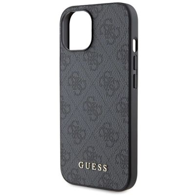 6. Guess 4G Metal Gold Logo Case for iPhone 15 / 14 Plus - Gray