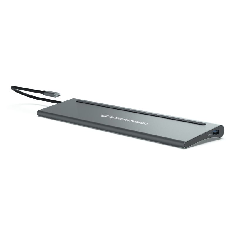 16. CONCEPTRONIC 12-1 USB-C docking station->2xHDMI/3xUSB-A/DP/+ 18cm gr