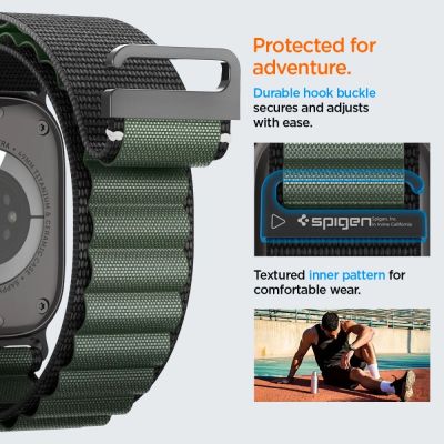 14. Strap Spigen WBF1 Strap for Apple Watch 44 / 45 / 46 / 49 mm - Black and Green