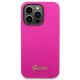 3. Guess Silicone Vintage Gold Logo Case for iPhone 14 Pro - Fuchsia