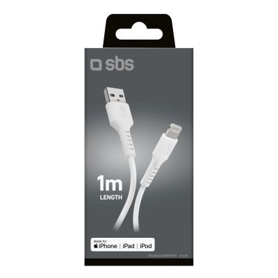 2. SBS TECABLEUSBIP589W USB-A - Lightning Cable - White