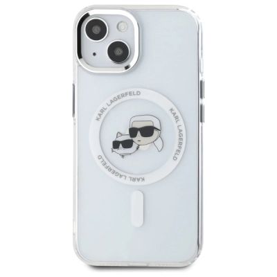 3. Karl Lagerfeld IML Metal Karl&Choupette Head MagSafe iPhone 15 Case - White