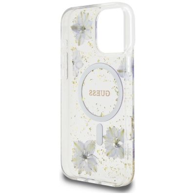 7. Guess Resin Flowers MagSafe case for iPhone 16 Pro - purple