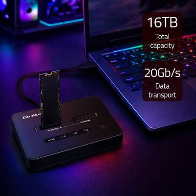4. Qoltec M.2 NVMe SSD Docking Station | PCIe | USB-C | 20Gb/s | DUAL 2 x 8TB | Offline Cloning