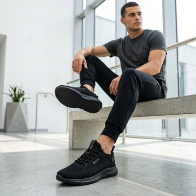 9. Black Big Star men's textile sports shoes UU174003